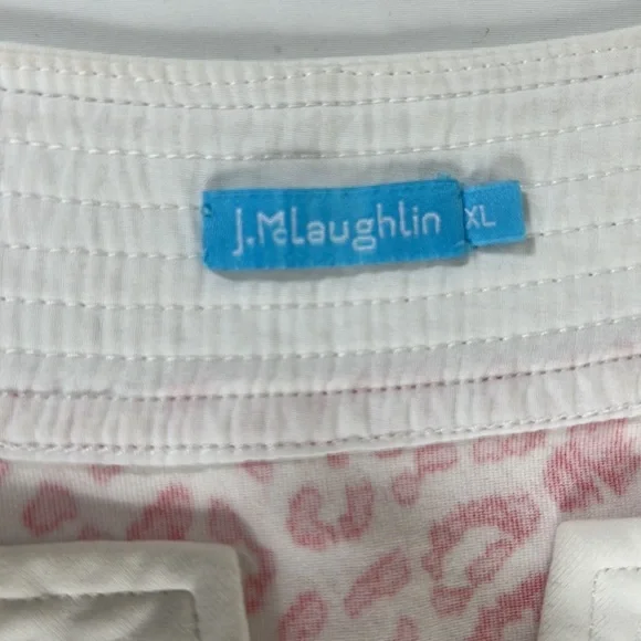 J. McLaughlin XL White/Red Animal Print Blouse - Picture 8 of 10